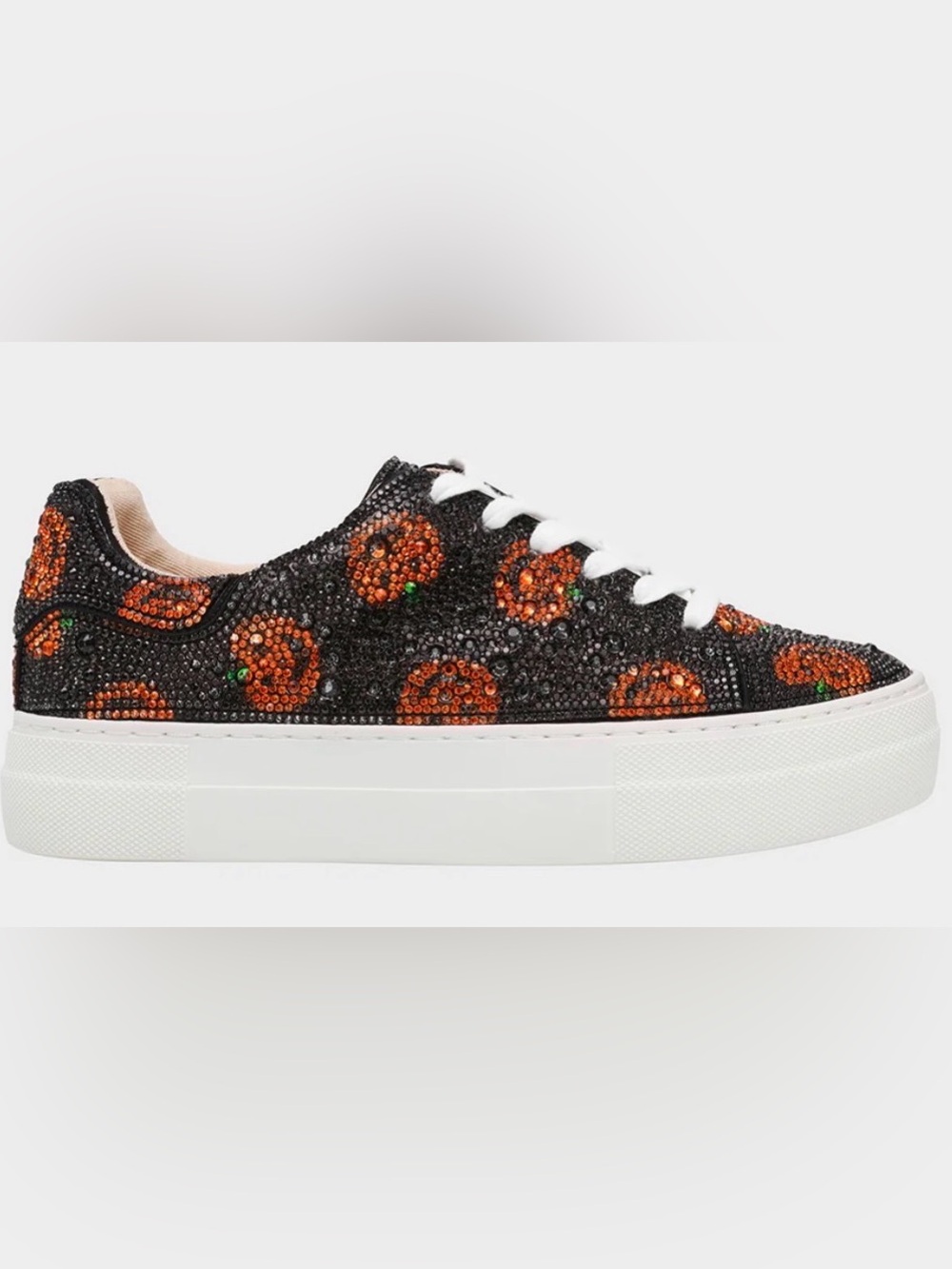 Betsey Johnson Sidny Halloween Rhinestone Pumpkin Platform Sneakers 7.5 left NIB - Picture 11 of 13